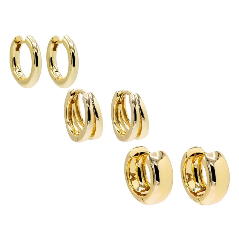Solid Classic Huggie Earring Combo Set sold by Adina Eden's