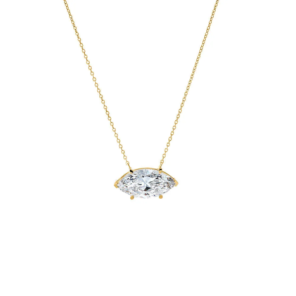 Lab Grown Diamond Marquise Sideway Pendant Necklace 14K sold by Adina Eden's