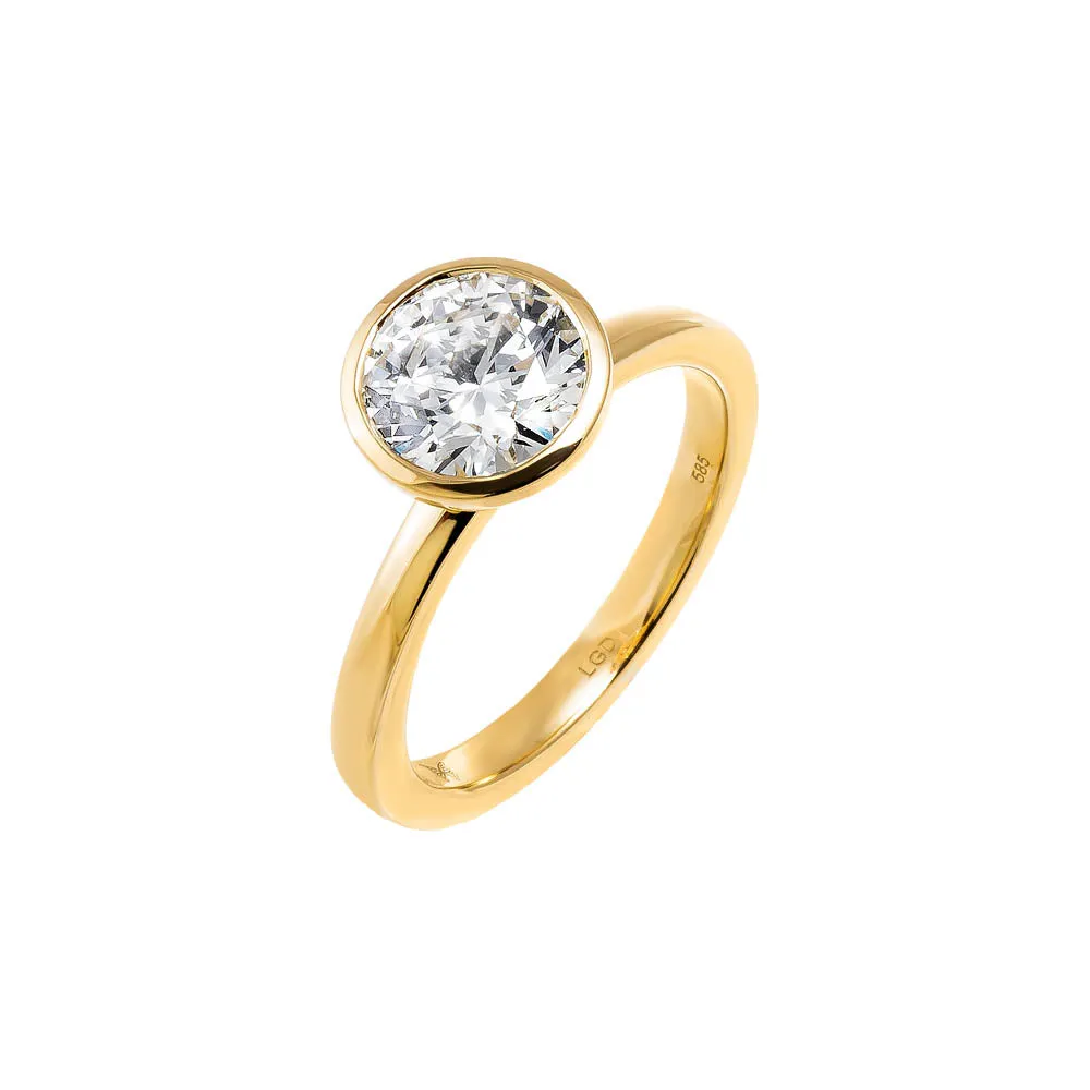 Lab Grown Diamond Rounded Bezel Ring 14K sold by Adina Eden's
