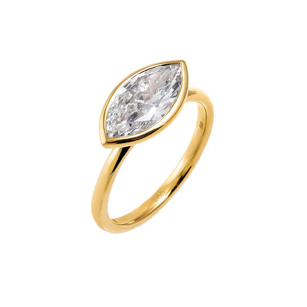 Lab Grown Diamond Marquise Bezel Ring 14K sold by Adina Eden's