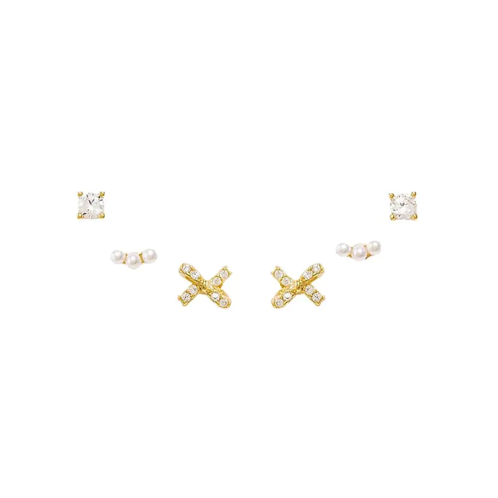 Diamond Mini Stud Earring Combo Set 14K sold by Adina Eden's