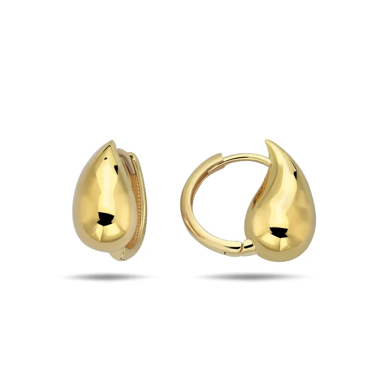 Solid Teardrop Huggie Earring 14K sold by Adina Eden's