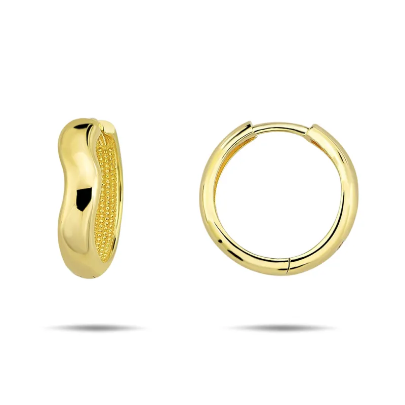 Solid Wide Squiggle Huggie Earring 14K sold by Adina Eden's