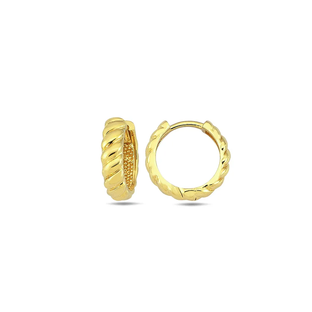 Solid Flowy Ridged Huggie Earring 14K sold by Adina Eden's