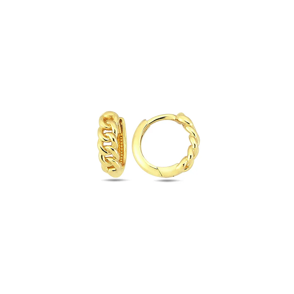 Solid Rounded Cuban Link Huggie Earring 14K sold by Adina Eden's