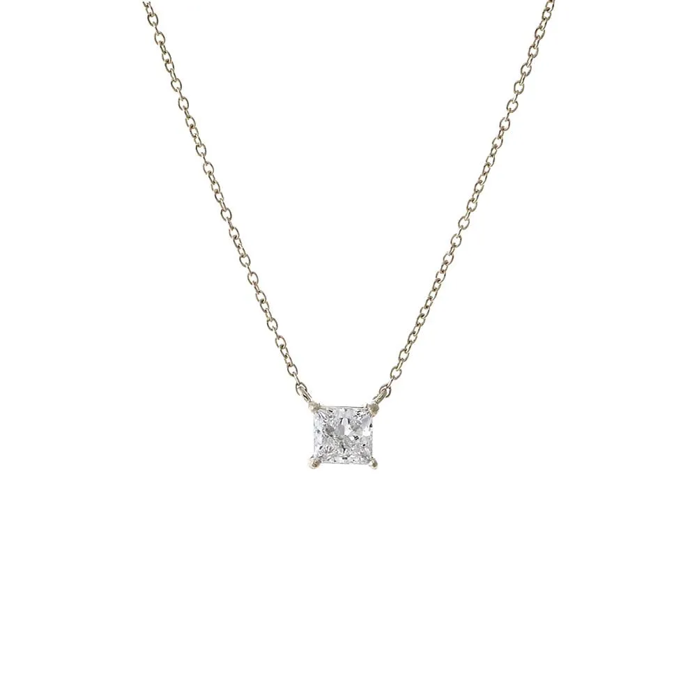 Lab Grown Diamond Princess Cut Solitaire Necklace 14K sold by Adina Eden's product image thumbnail 3