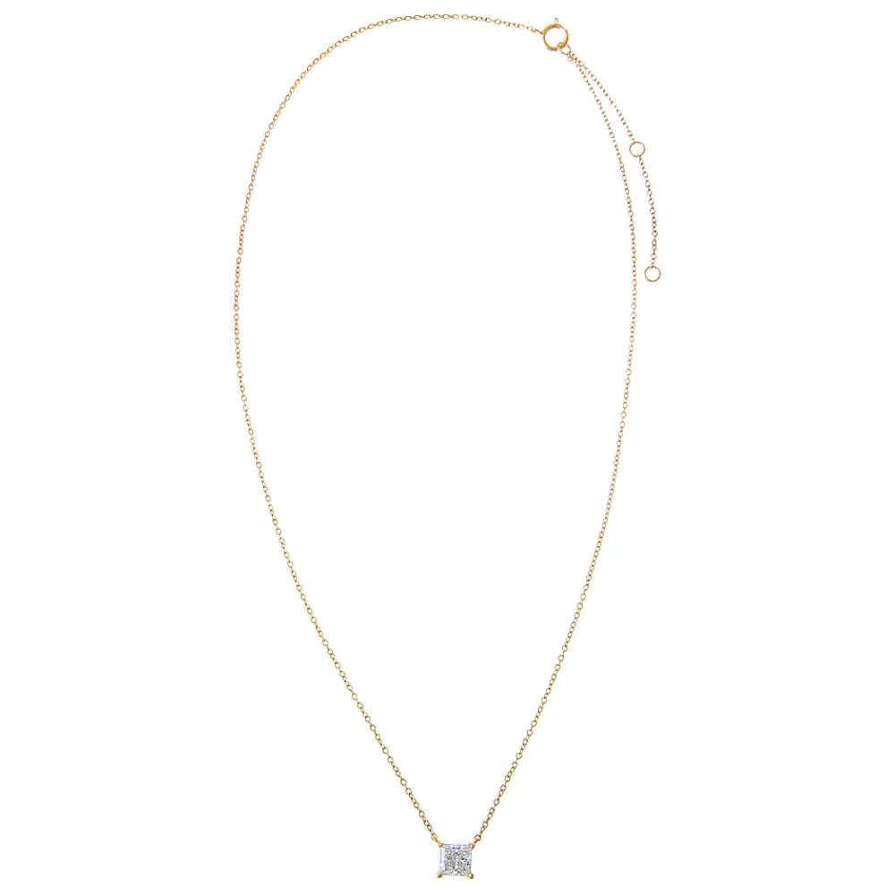 Lab Grown Diamond Princess Cut Solitaire Necklace 14K sold by Adina Eden's product image thumbnail 2