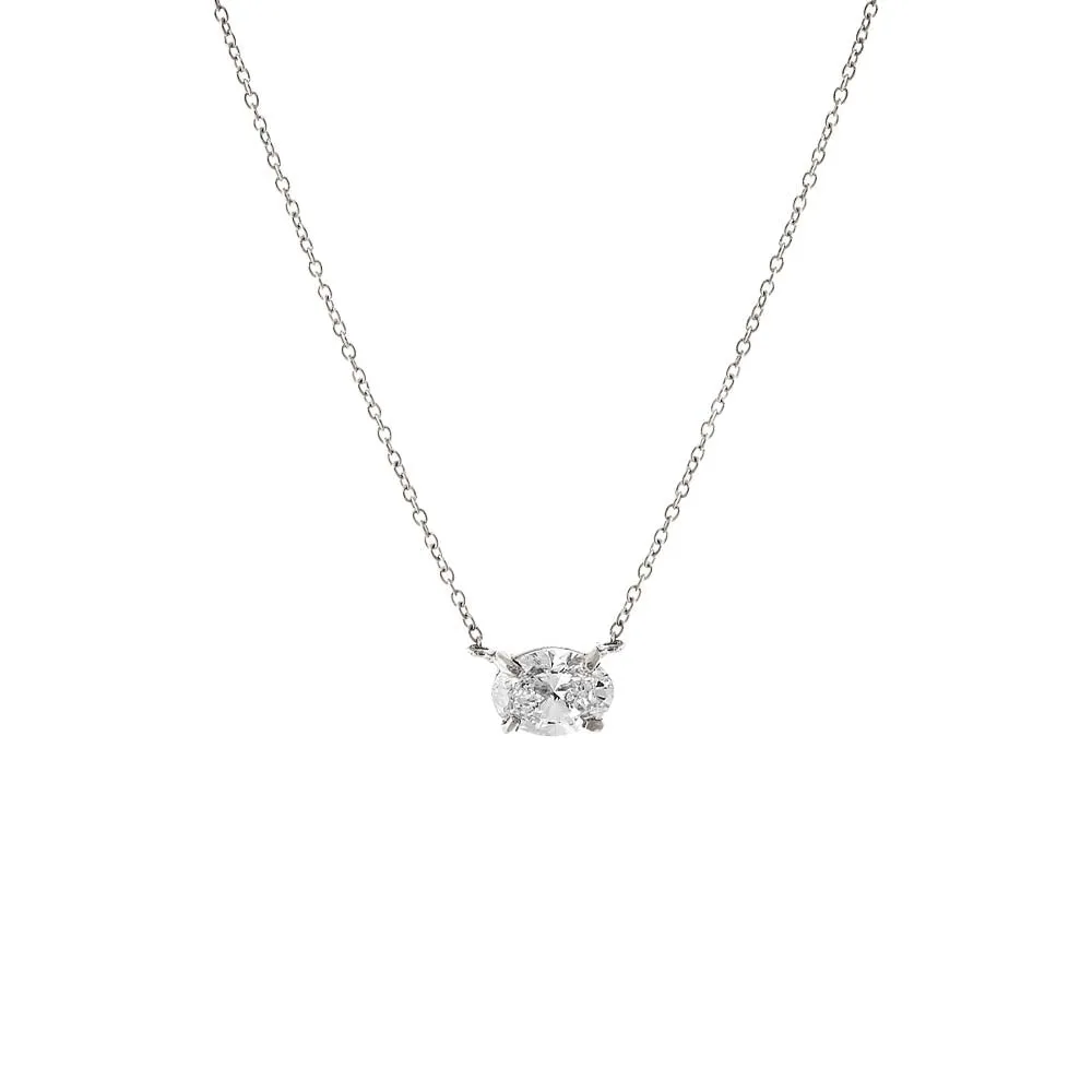 Lab Grown Diamond Oval Solitaire Necklace 14K sold by Adina Eden's product image thumbnail 3