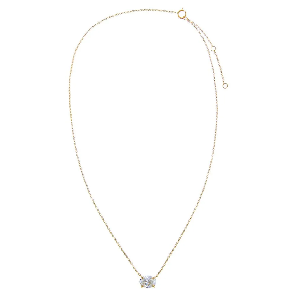 Lab Grown Diamond Oval Solitaire Necklace 14K sold by Adina Eden's product image thumbnail 2