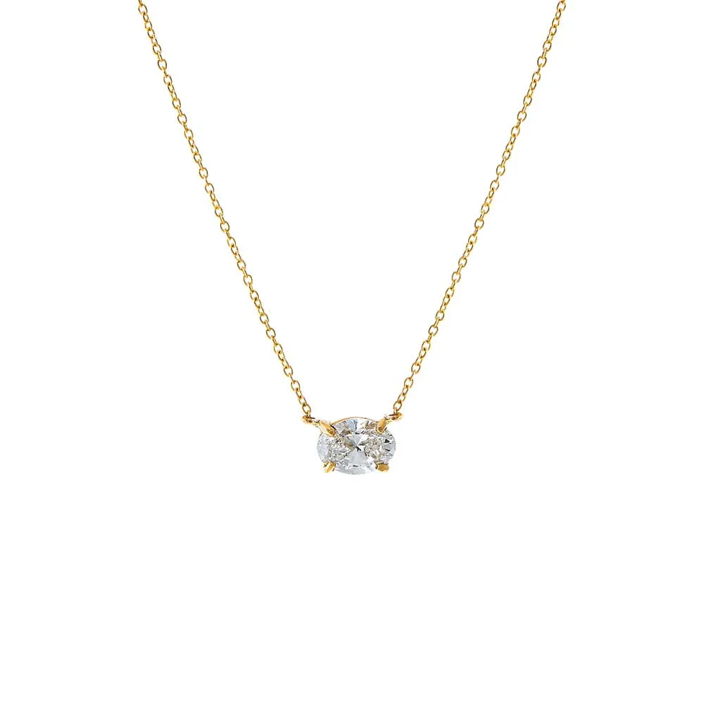 Lab Grown Diamond Oval Solitaire Necklace 14K sold by Adina Eden's