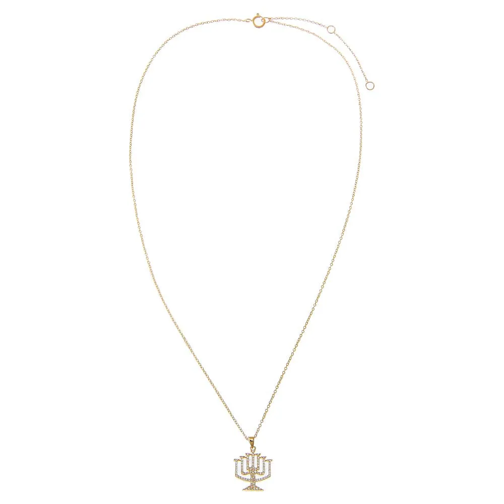 Diamond Menorah Pendant Necklace 14K sold by Adina Eden's product image thumbnail 2