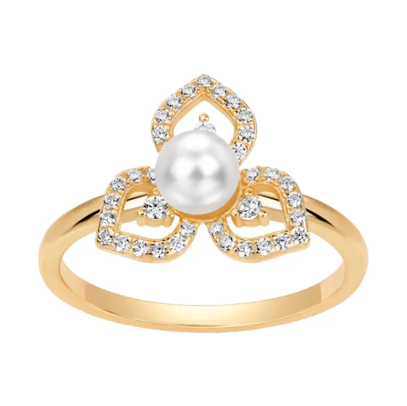 CZ & Pearl Fancy Ring sold by Adina Eden's