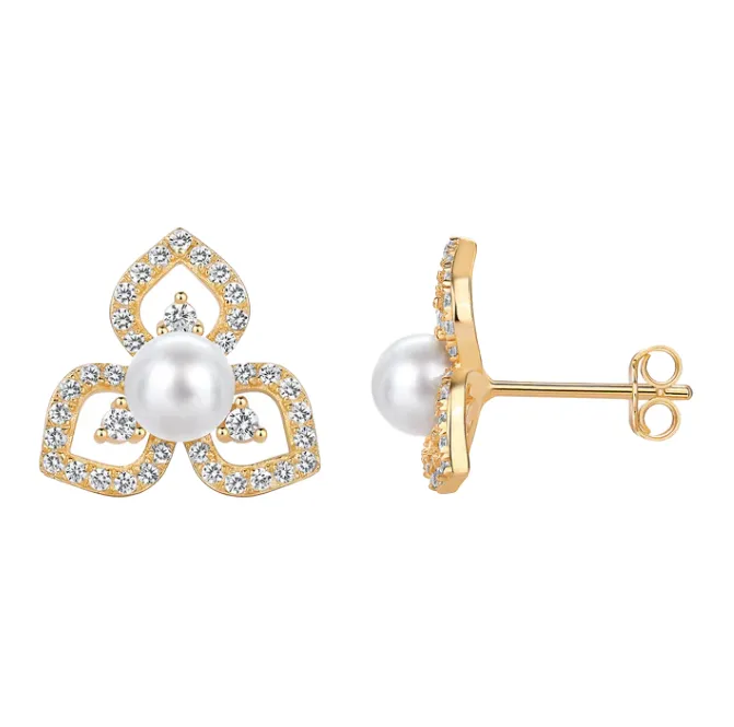 CZ & Pearl Fancy On The Ear Stud Earring sold by Adina Eden's