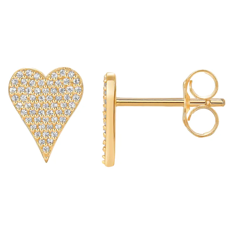 Pave Elongated Heart Stud Earring sold by Adina Eden's