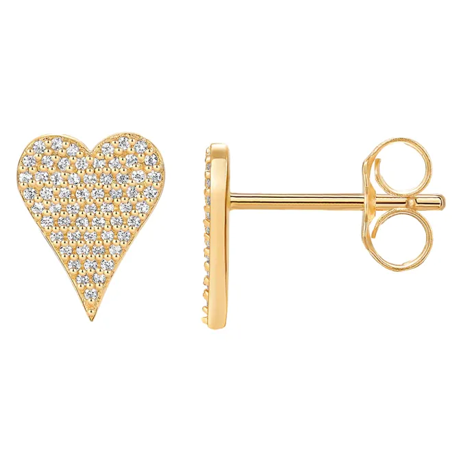 Pave Elongated Heart Stud Earring sold by Adina Eden's
