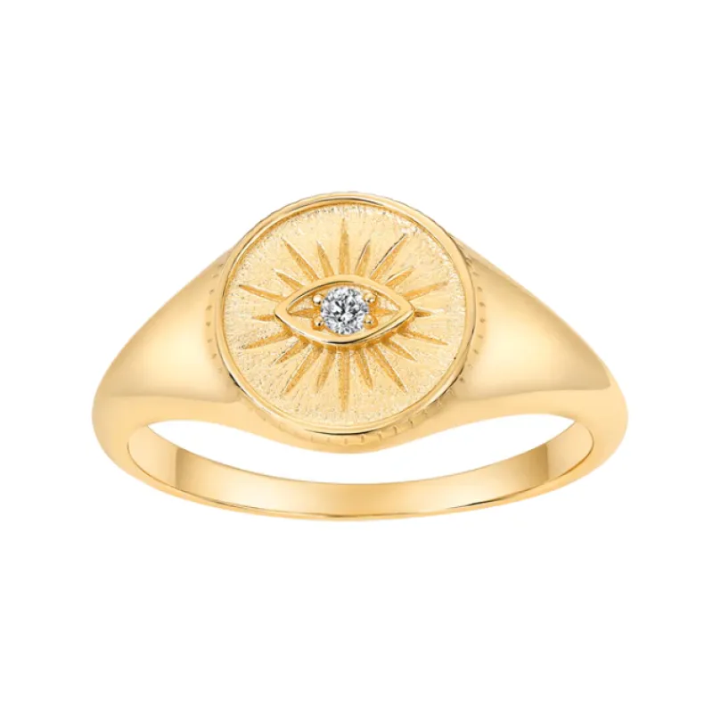 CZ Evil Eye Signet Pinky Ring sold by Adina Eden's