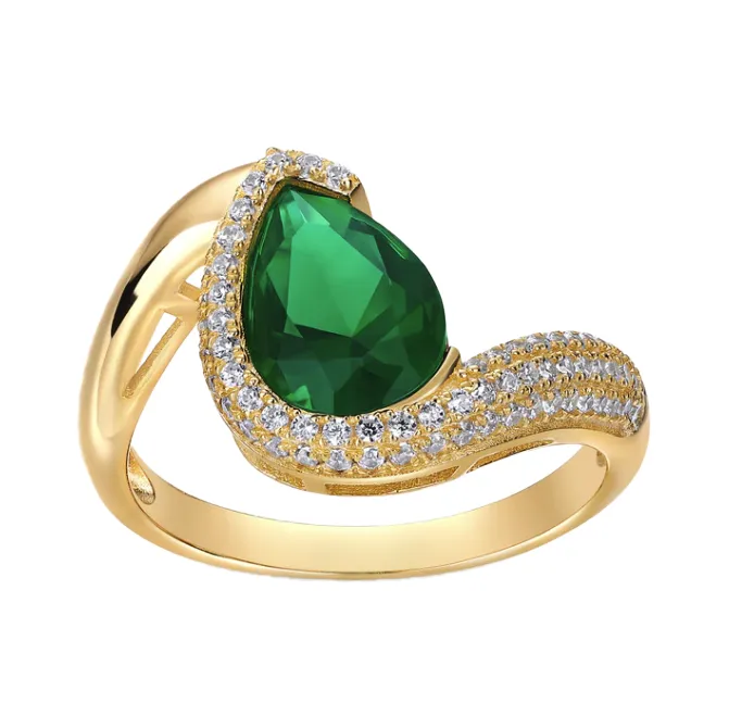 Pave Colored Teardrop Curved Ring sold by Adina Eden's