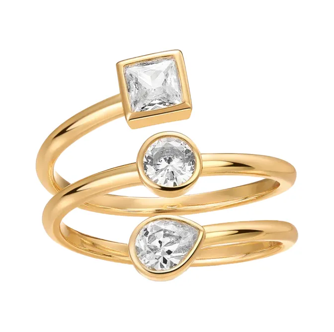 CZ Multi Shape Bezel Triple Wrap Ring sold by Adina Eden's