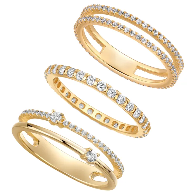 CZ Pave Stackable Band Rings Combo Set sold by Adina Eden's