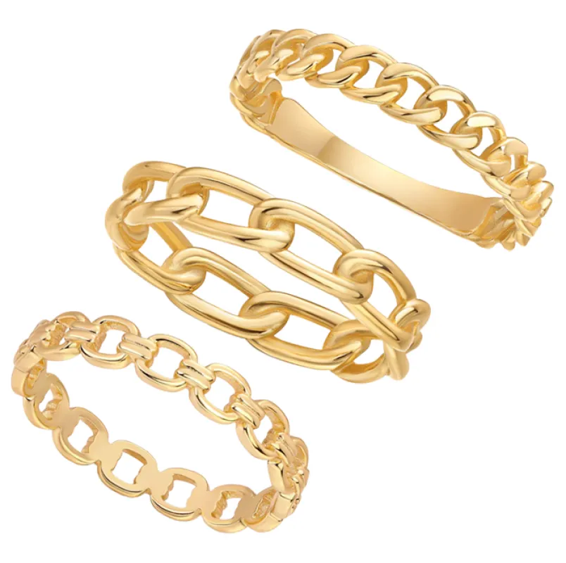 Solid Link Band Rings Combo Set sold by Adina Eden's