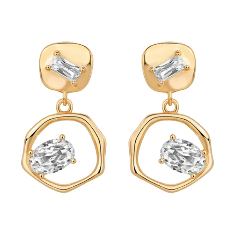 CZ Baguette X Oval Fancy Drop Stud Earring sold by Adina Eden's