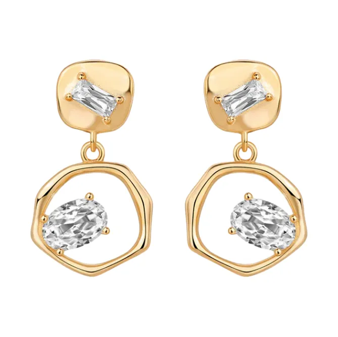 CZ Baguette X Oval Fancy Drop Stud Earring sold by Adina Eden's