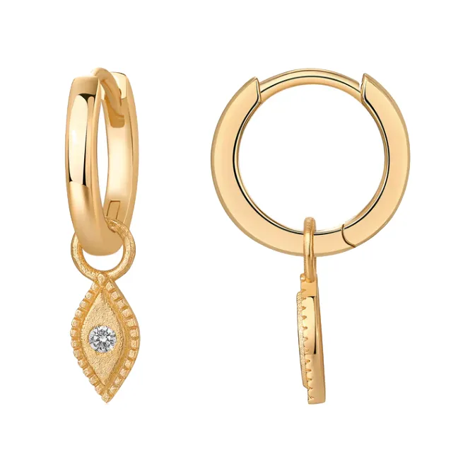 CZ Evil Eye Drop Huggie Earring sold by Adina Eden's