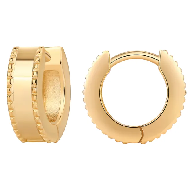 Solid Spiked Wide Huggie Earring sold by Adina Eden's