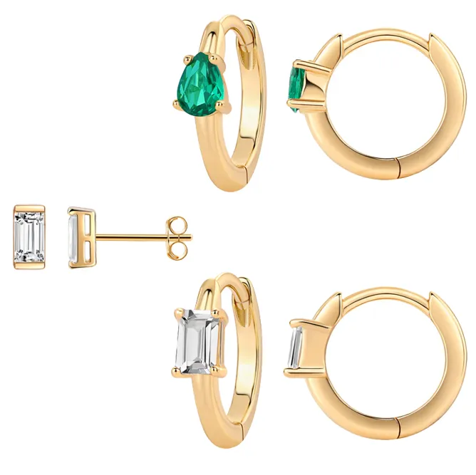 A Touch Of Color Baguette Earring Combo Set sold by Adina Eden's