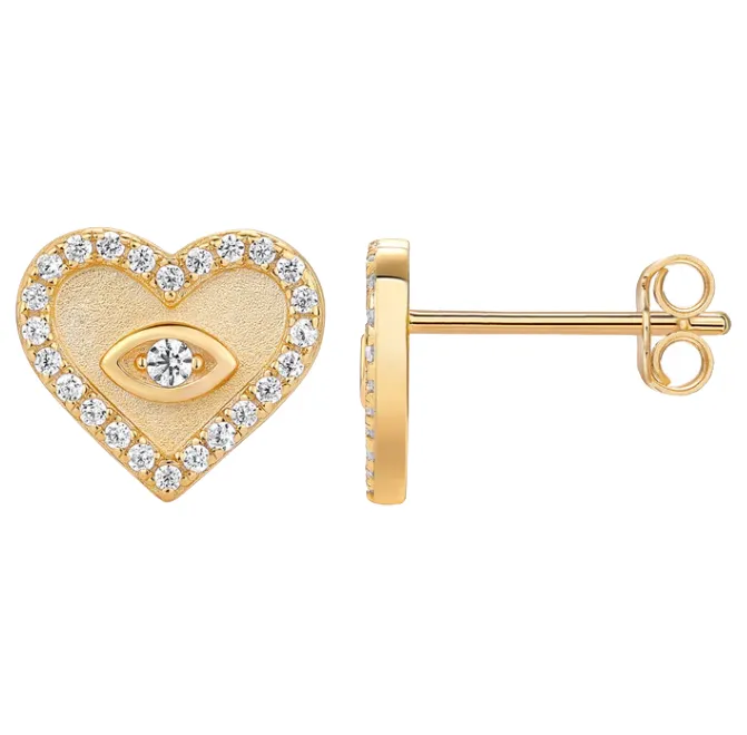 CZ Evil Eye Heart Stud Earring sold by Adina Eden's