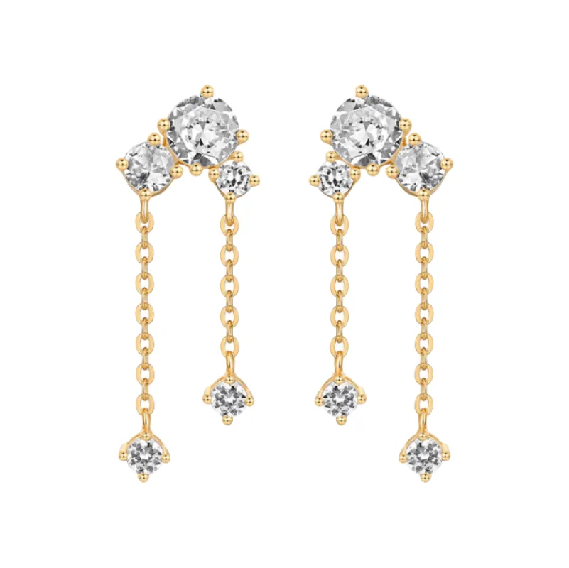 CZ Dangling Chain Stud Earring sold by Adina Eden's