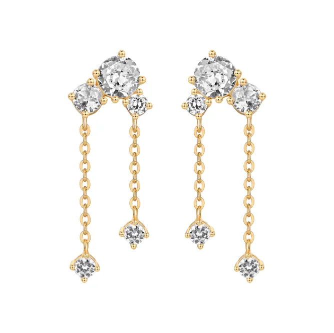 CZ Dangling Chain Stud Earring sold by Adina Eden's