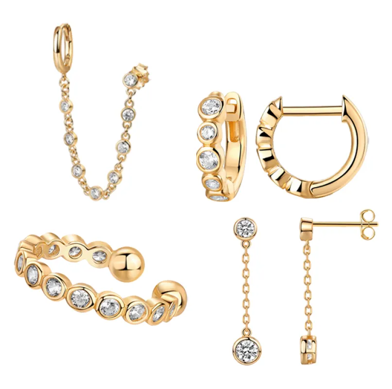 CZ Bezels All Around Earring Combo Set sold by Adina Eden's