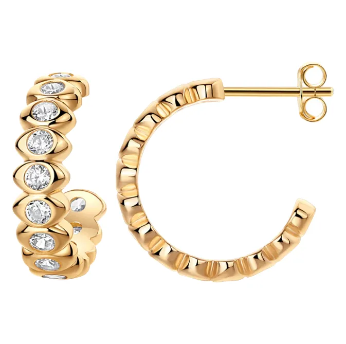 CZ Bezel Marquise Shape Hoop Earring sold by Adina Eden's