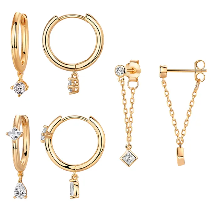 CZ Dangling Drop Earring Combo Set sold by Adina Eden's