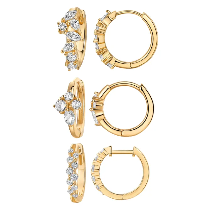 CZ Clusters Huggie Earring Combo Set sold by Adina Eden's