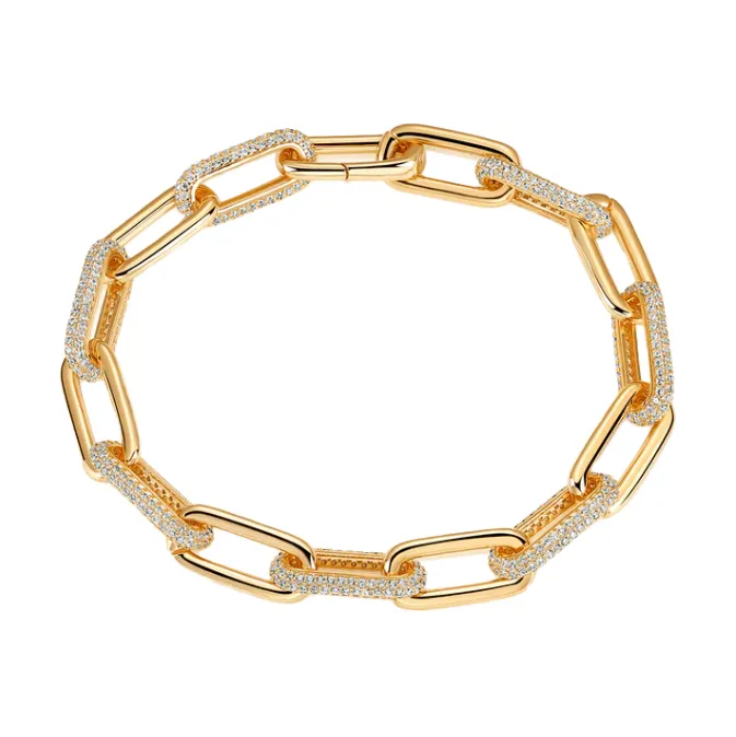 Solid/Pave Fancy Box Link Bracelet sold by Adina Eden's