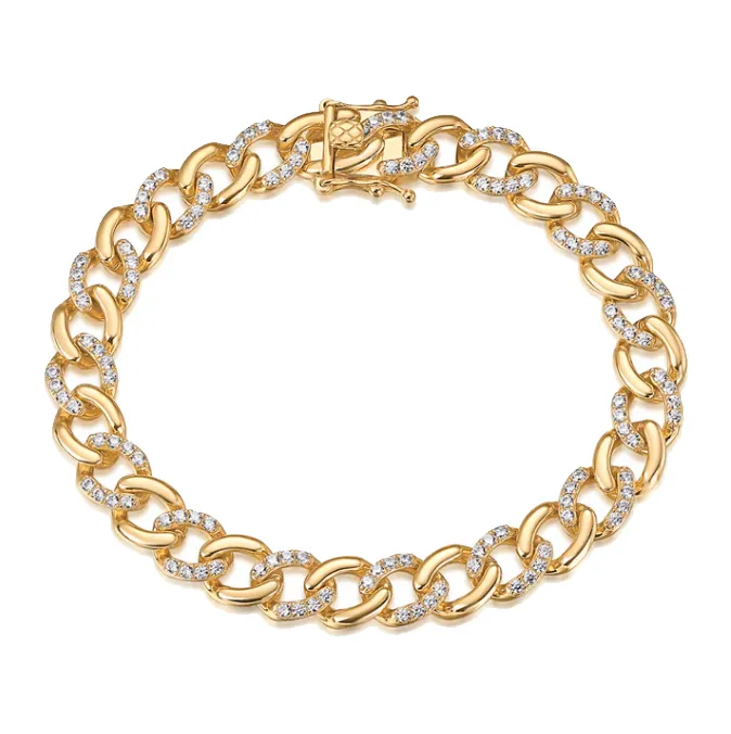 Solid/Pave Fancy Cuban Link Bracelet sold by Adina Eden's