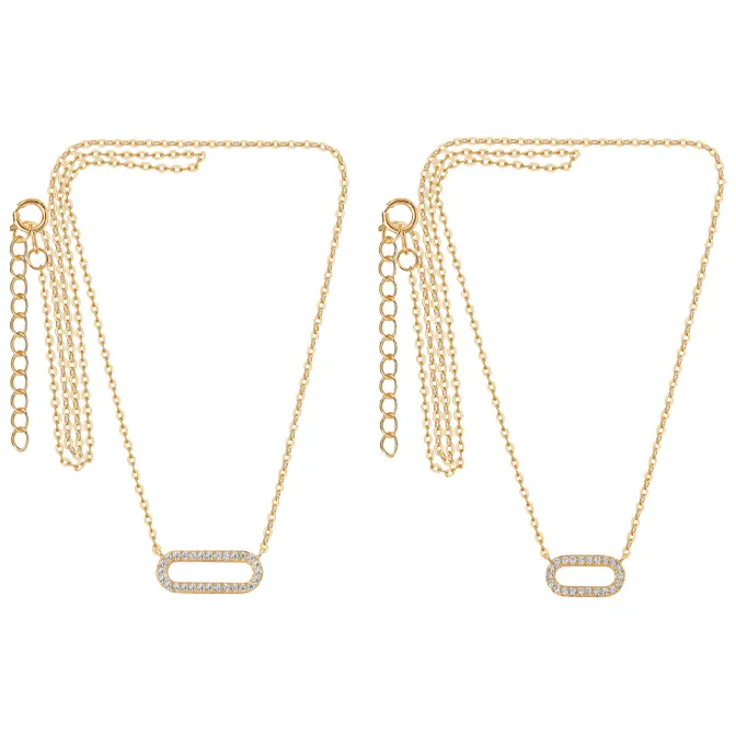 Pave Graduated Open Paperclip Necklace Combo Set sold by Adina Eden's