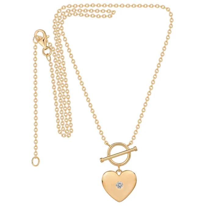 CZ Heart Toggle Pendant Necklace sold by Adina Eden's