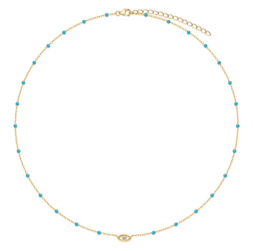 Evil Eye Turquoise Beaded Necklace sold by Adina Eden's