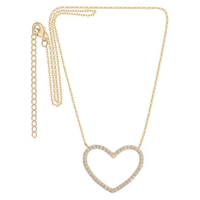 Pave Open Heart Pendant Necklace sold by Adina Eden's