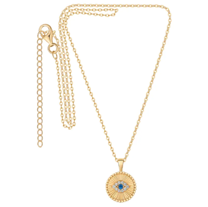 CZ Evil Eye Disc Pendant Necklace sold by Adina Eden's
