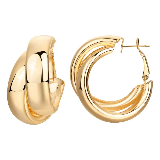 Solid Double Wide Intertwined Hoop Earring sold by Adina Eden's