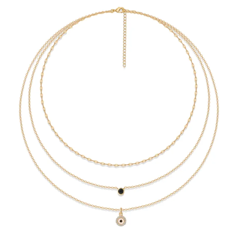 Triple Stack Colored Pendant Necklace sold by Adina Eden's