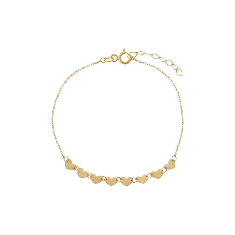 Solid Multi Hearts Chain Bracelet 14K sold by Adina Eden's