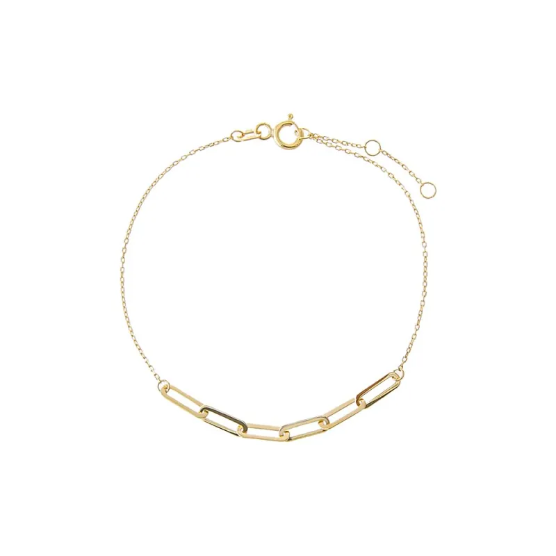 Solid Half Paperclip Chain Bracelet 14K sold by Adina Eden's