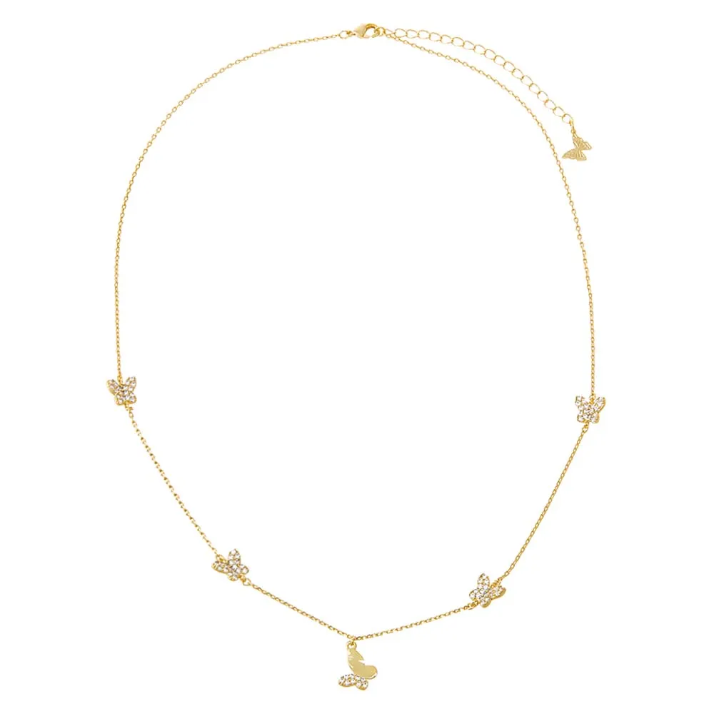 Pave Multi Butterfly Dangle Necklace sold by Adina Eden's product image thumbnail 2