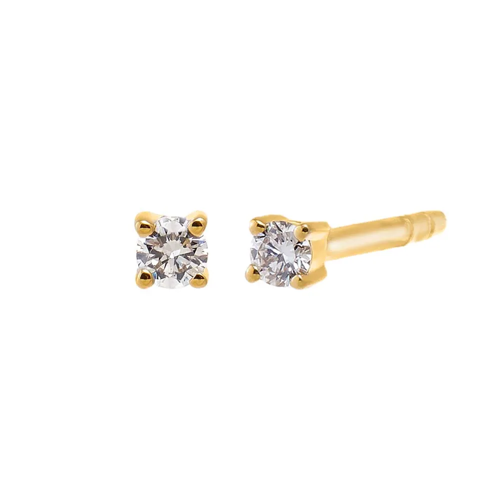 Diamond Mini Solitaire Stud Earring 14K sold by Adina Eden's