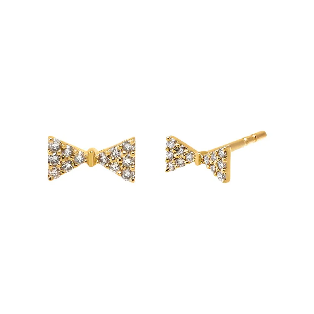 Diamond Pave Mini Bow Stud Earring 14K sold by Adina Eden's